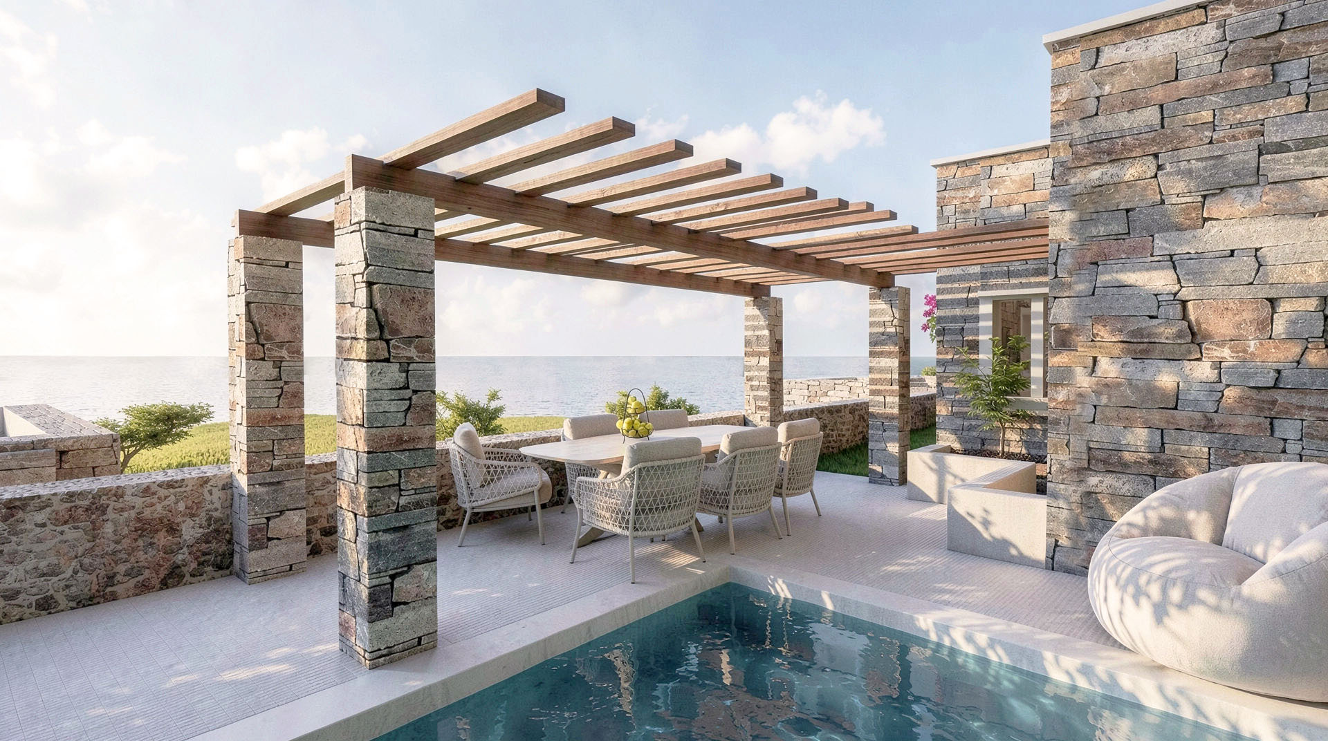 Θέα στο Αιγαίο πέλαγος από την εξοχική κατοικία